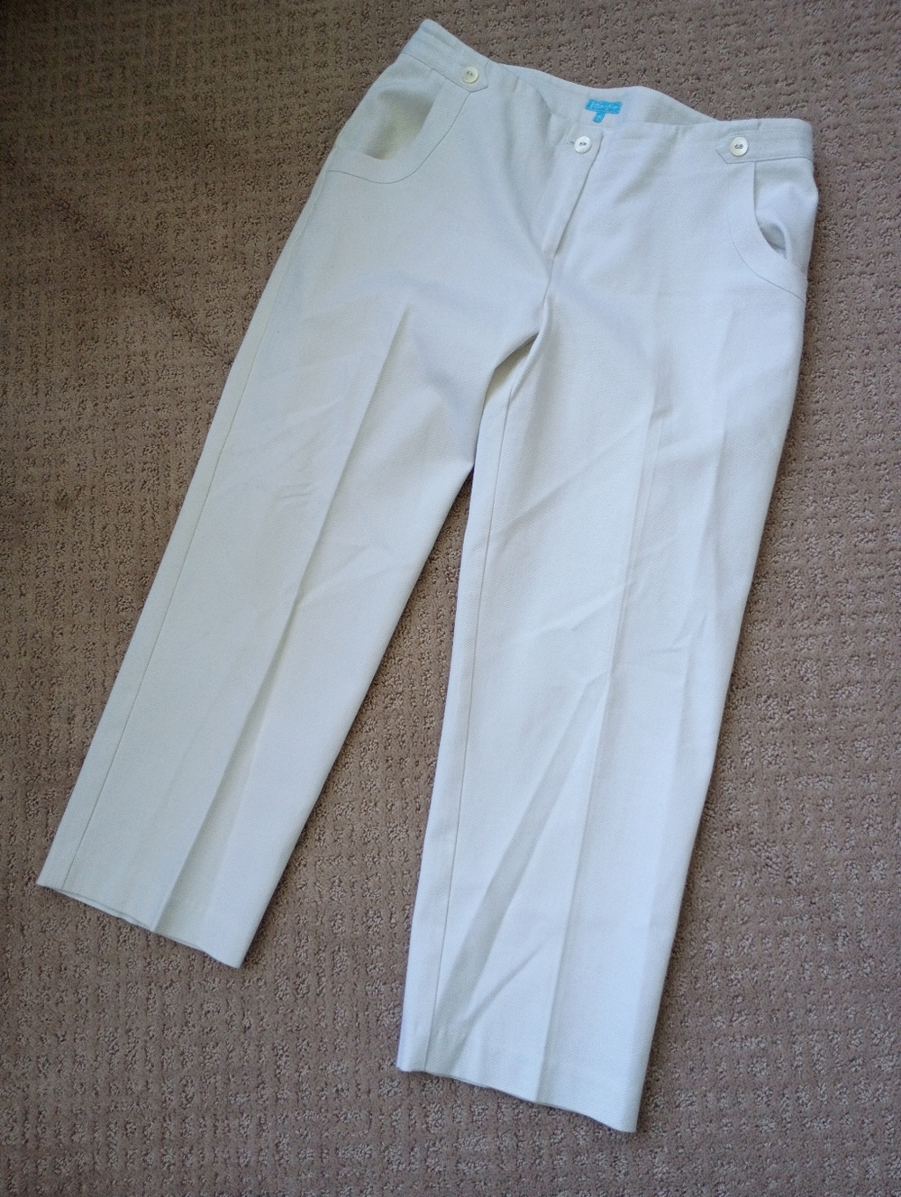 J. McLaughlin White Straight-Leg Chinos with Button-Tab Waist